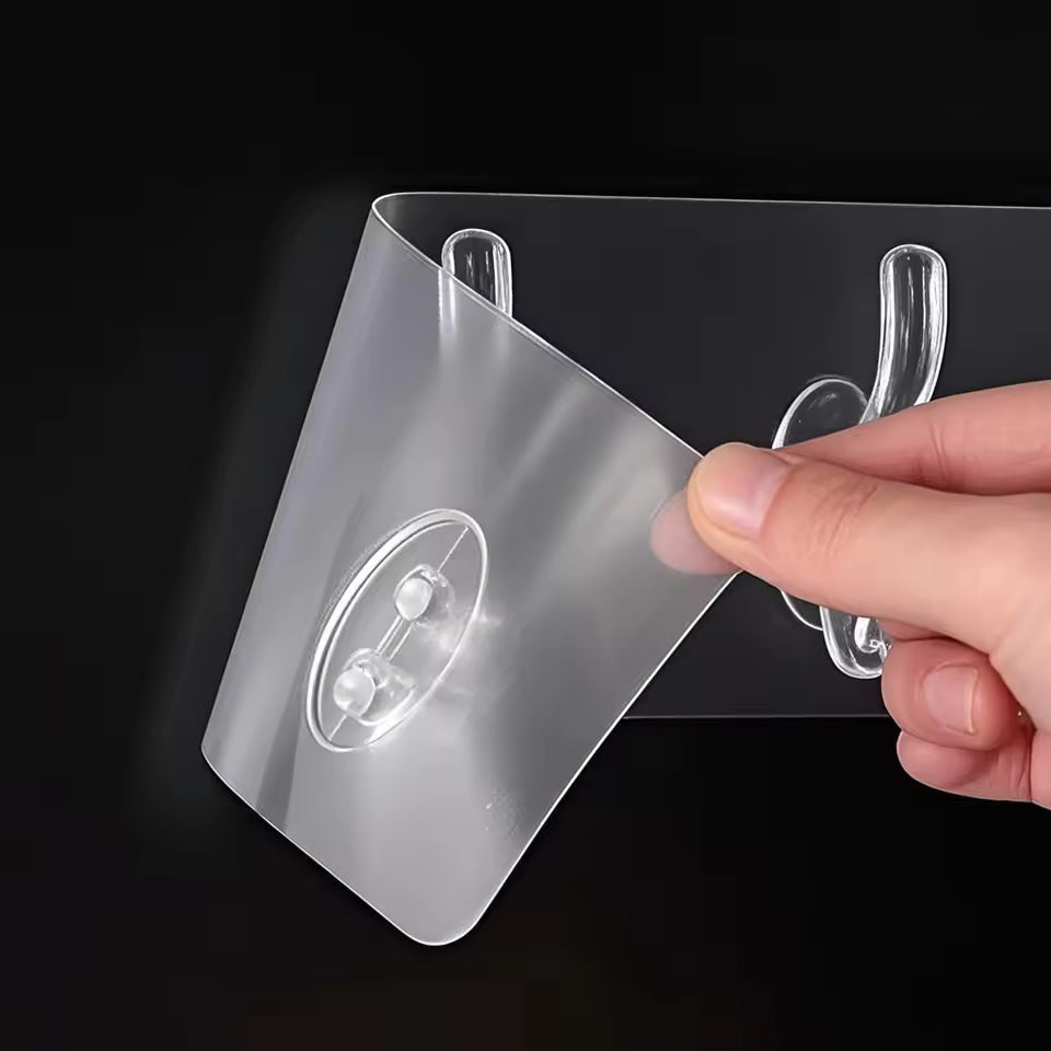 Self Adhesive 6 Row Transparent Wall Hooks | Pack of 3
