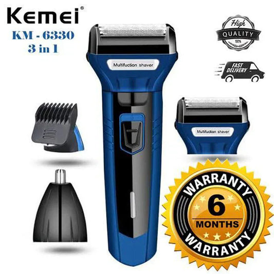 KEMEI 3 in 1 Rechargeable Hair Clipper Trimmer & Shaver