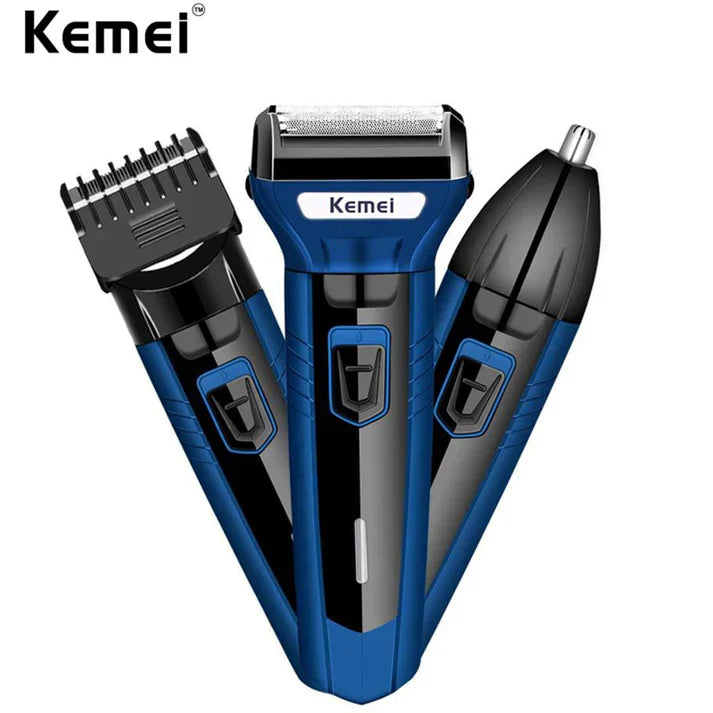 KEMEI 3 in 1 Rechargeable Hair Clipper Trimmer & Shaver