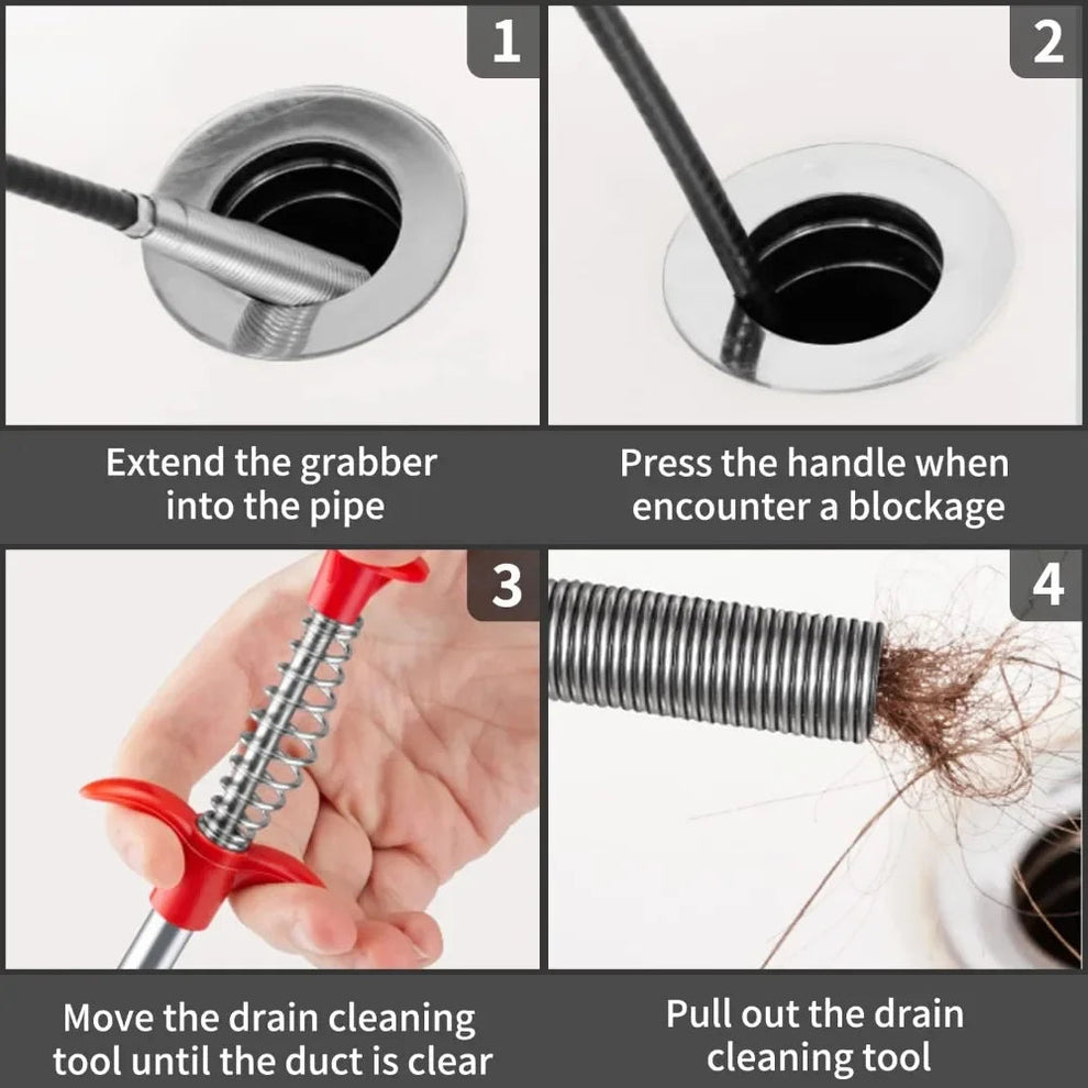 Flexible Drain Pipe Cleaning Tool with Claw Grabber